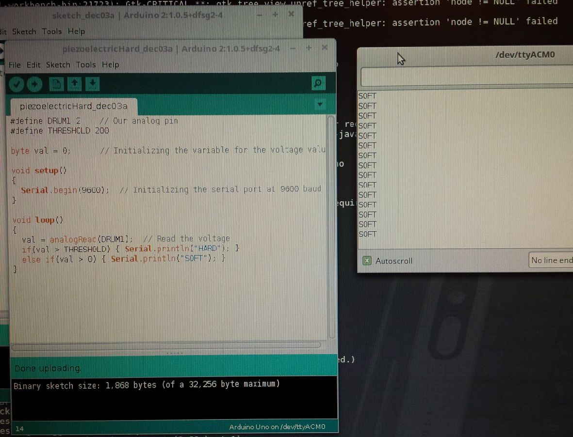 Screen capture of arduino gui