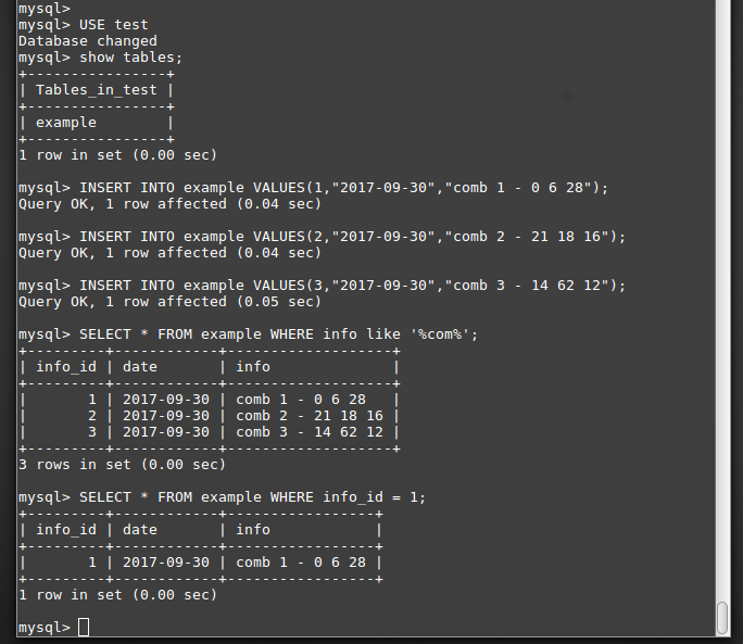 mysql example